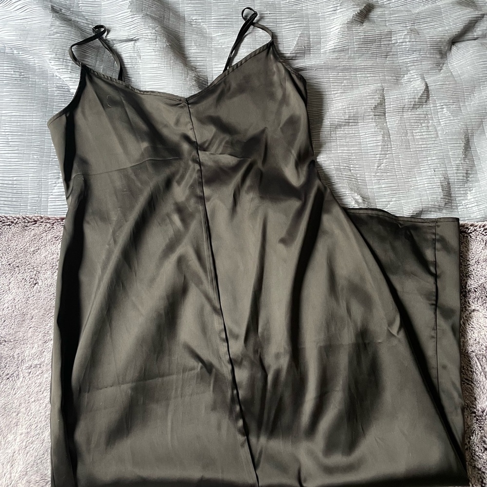 AFRM Black Satin Midi Dress